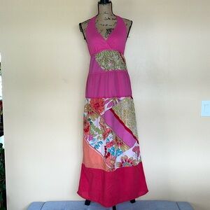 Luna Chix Pink Halter Neck Maxi Dress